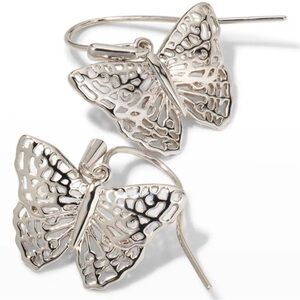 NWT, Kendra Scott, Hadley Butterfly Drop Earrings, Small Silver Tone
